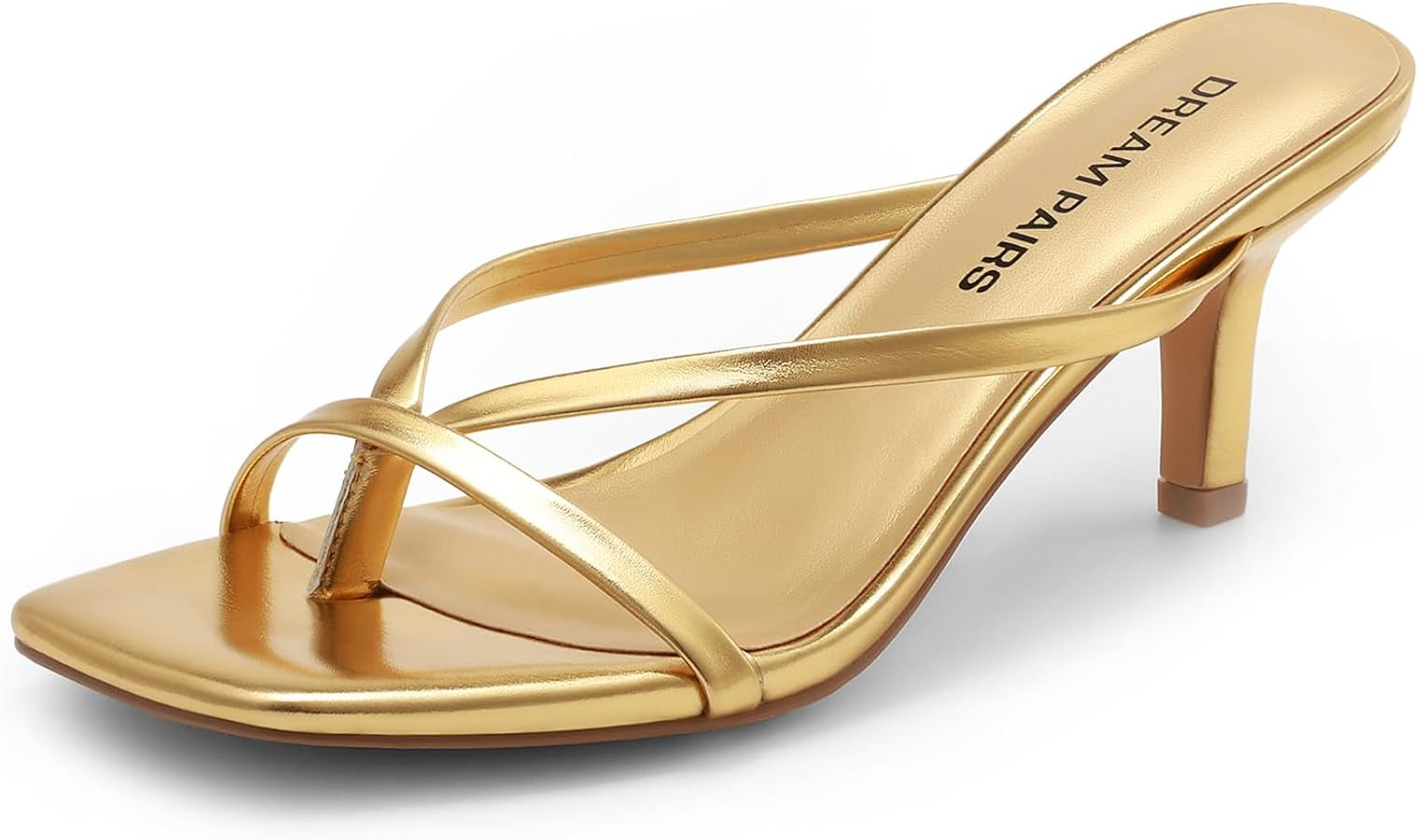 DREAM PAIRS Heels for Women Flip Flops Kitten Low Heels Open Square Toe Thong Heeled Sandals, Fas... | Amazon (US)