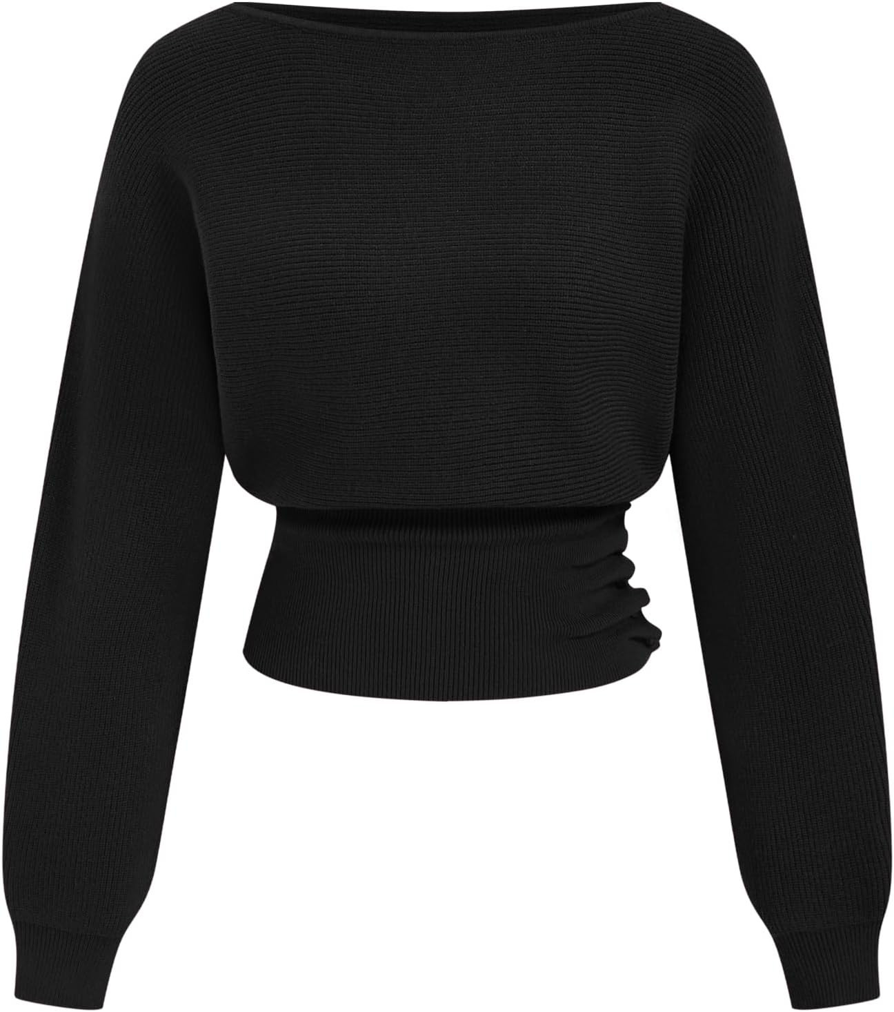 CIDER Boat Neck Cropped Sweaters for Women Fall Off the Shoulder Sweater | Amazon (US)