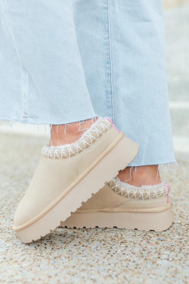 Sydney Light Beige Platform Slip-On Bootie | Pink Lily