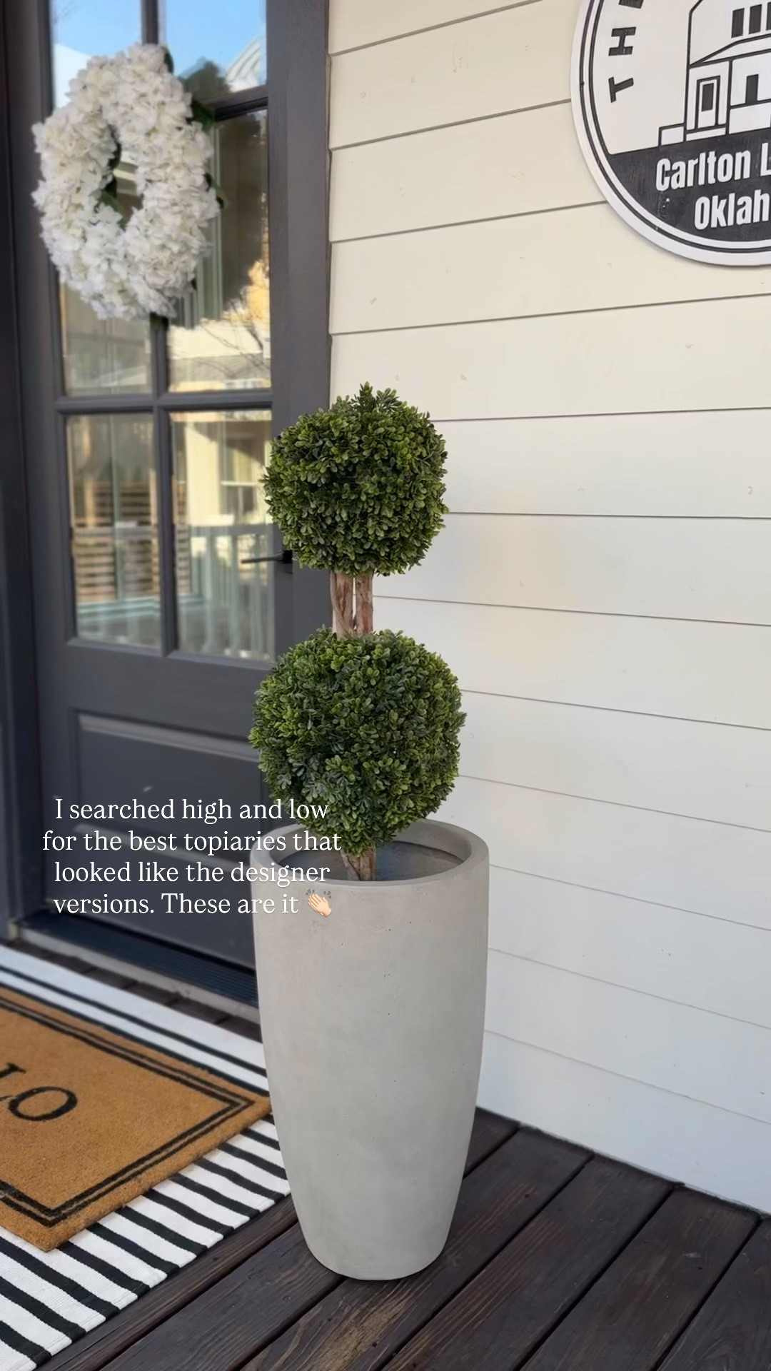 Porch decor 
Outdoor decor 
Outdoor planters 
Outdoor topiaries 

#LTKSeasonal #LTKHome