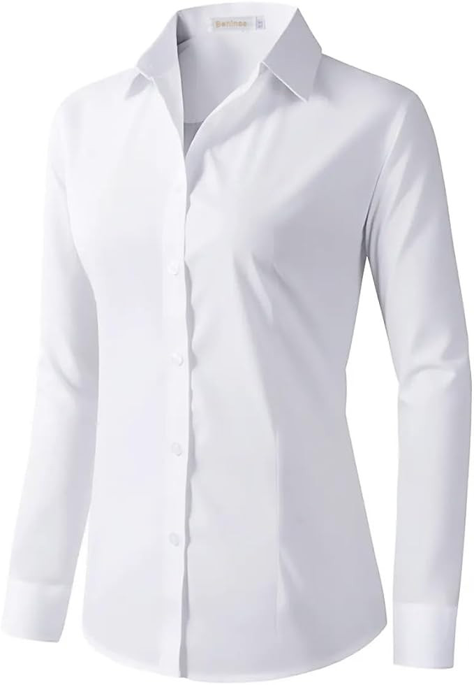 Beninos Womens Dress Shirts Long Sleeve Button Down Shirt Work Wear | Amazon (US)