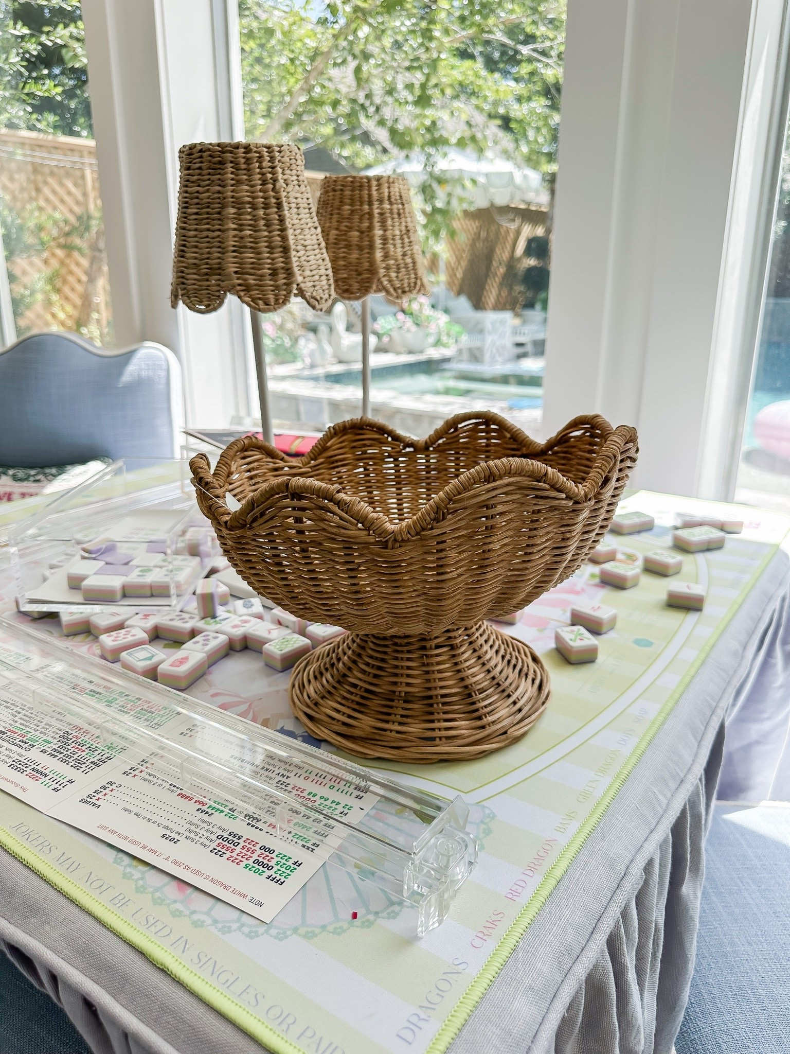 Scalloped rattan bowl