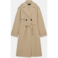 Zara - Long Water-Repellent Windproof Trench Coat With Belt - Camel - M - Woman | Zara UK