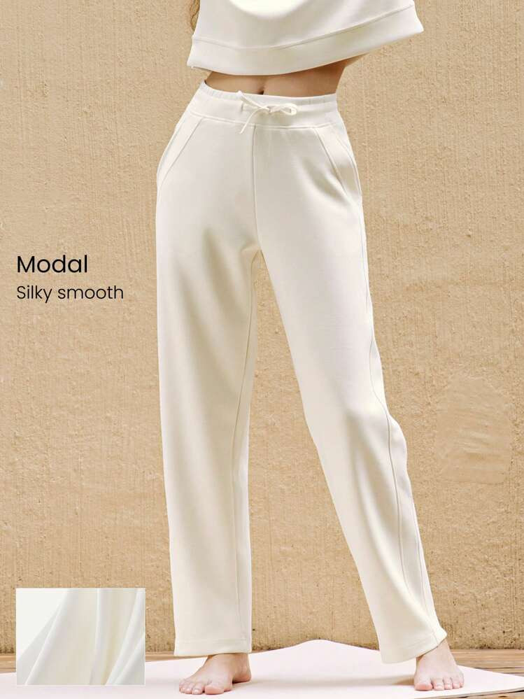 GLOWMODE Modal Golden Hour Straight Leg Pants With Side Pocket | SHEIN