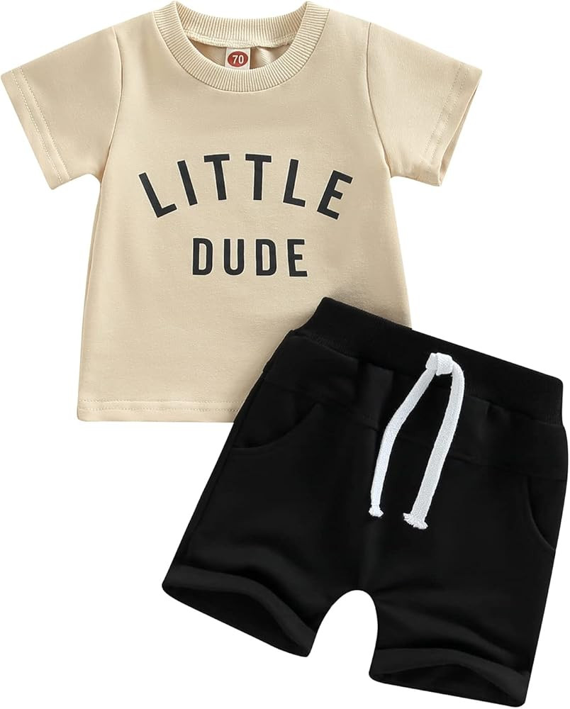 Infant Baby Boy Summer Clothes Color Block Short Sleeve T Shirt Stretch Rolled Shorts Cute Newbor... | Amazon (US)