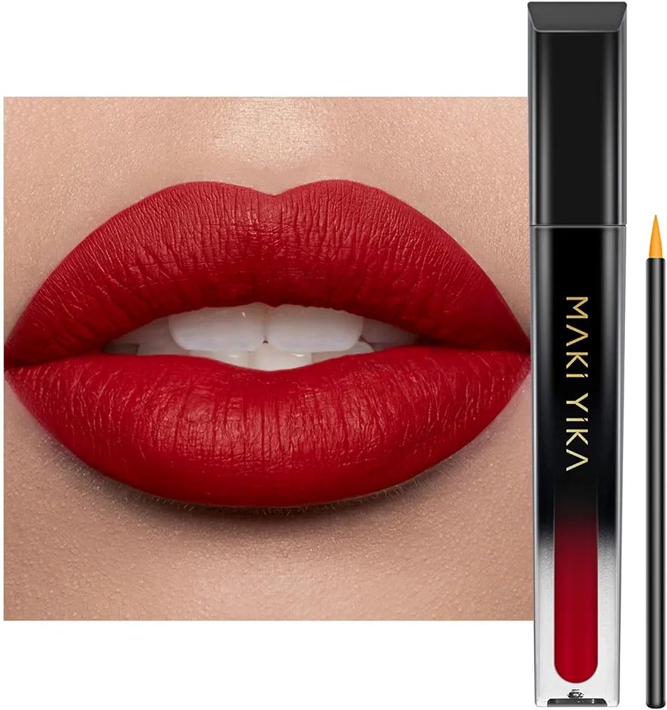 MAKI YIKA Ruby Red Lipstick Matte, Dark Red Liquid Lipstick Long Lasting and Pigmented, Transferp... | Amazon (US)