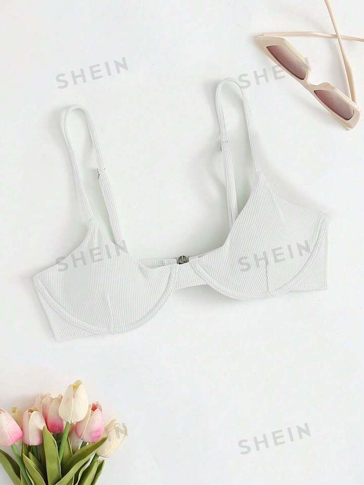 SHEIN Swim Basics Women Summer Beach Fashionable Underwire Supportive Non-Gathered Bikini Top | S... | SHEIN
