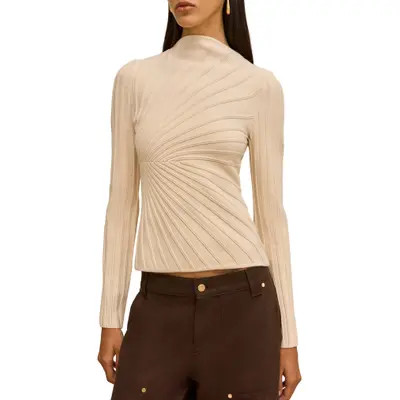 Cult Gaia Paulette Ribbed Top in Dove at Nordstrom, Size Large | Nordstrom