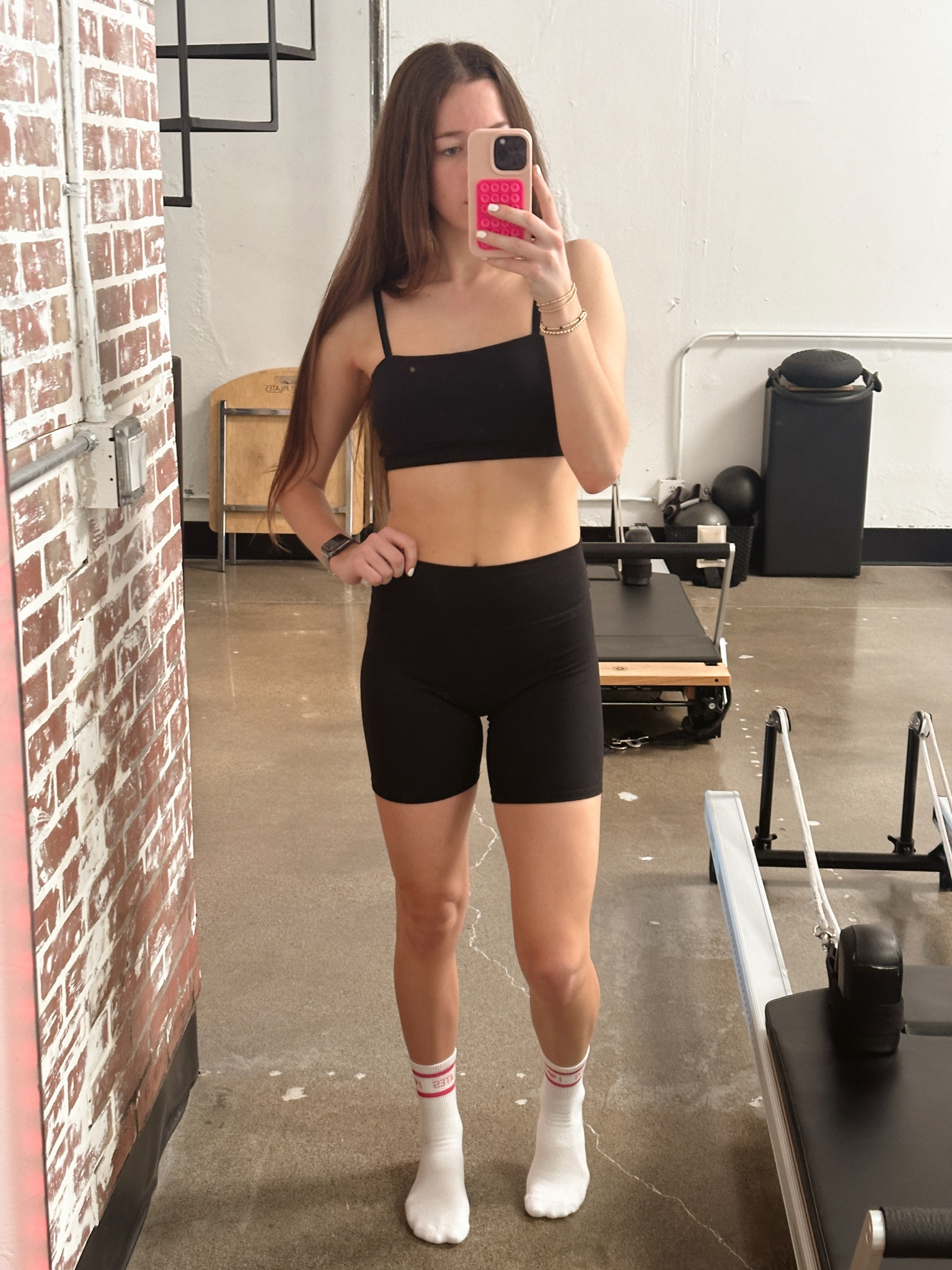 todays Pilates ootd 🤍 this is one of my go to brands on amazon for workout clothes! Everything fits extremely well and is super high quality! The have so many different styles and colors to choose from and are super affordable! I wear a size medium in the biker shorts and sports bra! 

#LTKfitness #LTKActive #LTKfindsunder50