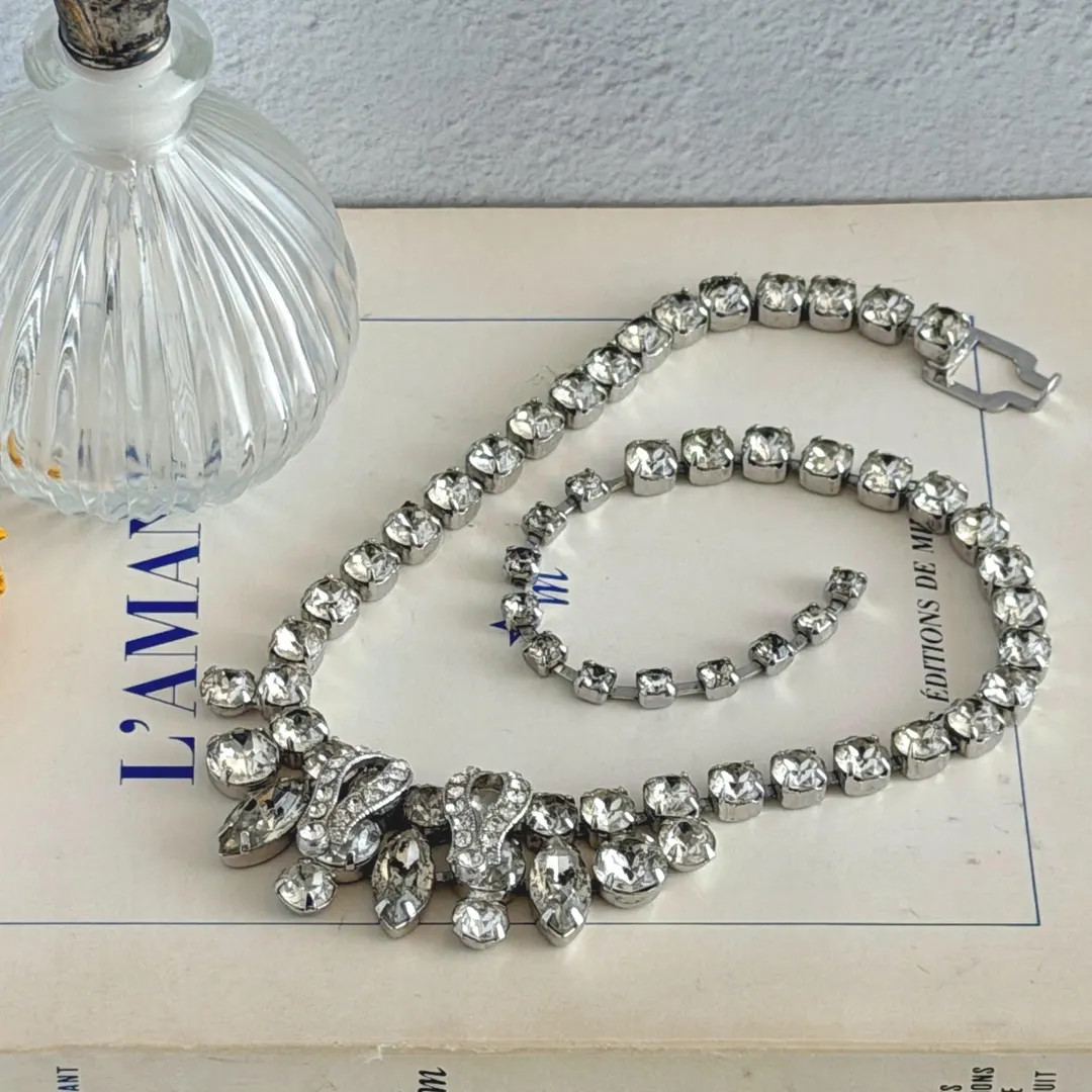 Vintage Eisenberg Clear Rhinestone Necklace \u2013 Silver Tone Sparkle \u2013 1950s Signed - Etsy | Etsy (Global)