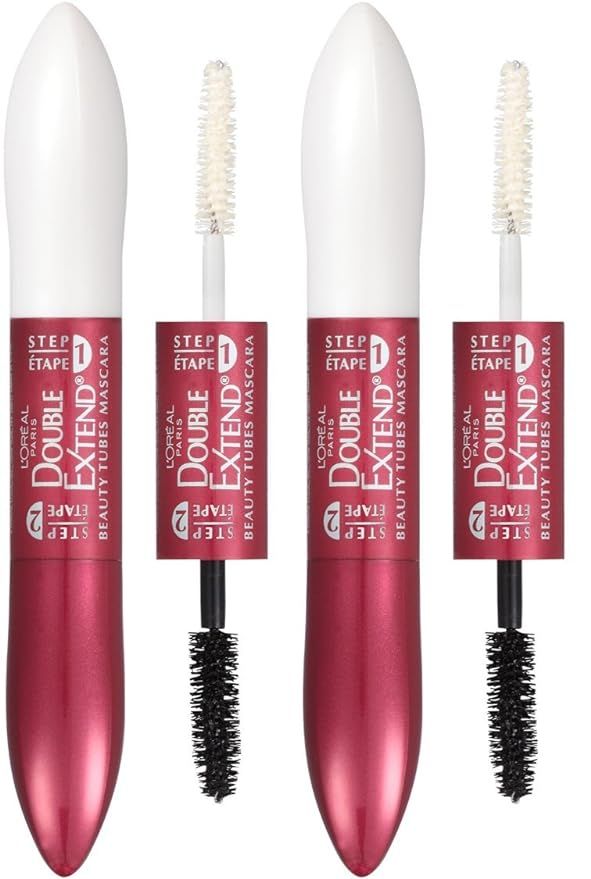 L'Oreal Paris Cosmetics Double Extend Beauty Tubes Lengthening Mascara, Blackest Black, 2 Count | Amazon (US)