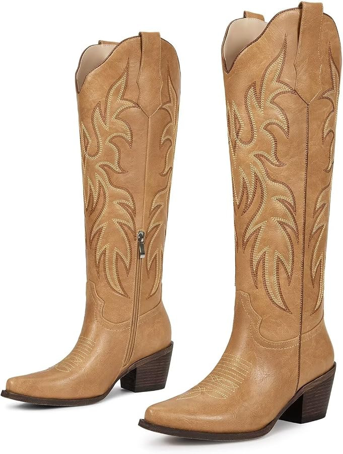 wetkiss Retro Knee High Cowboy Boots for Women, Comfortable and Stylish | Amazon (US)