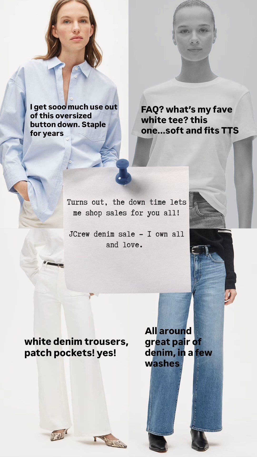 @jcrew  denim sale (& more) 
Up to 40% off 

Sharing items I own and love that are included on the sale 

￼

#LTKSaleAlert #LTKOver40 #LTKootd