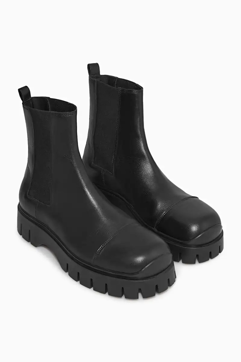 CHUNKY LEATHER CHELSEA BOOTS - BLACK - COS | COS UK