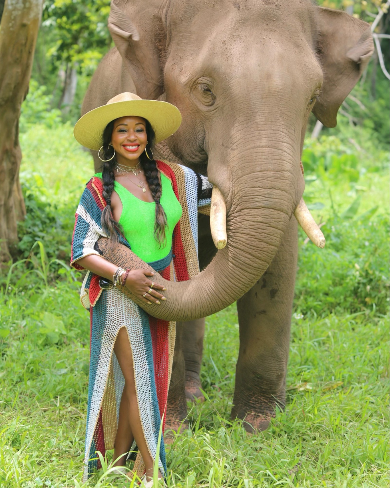 Enjoying nature with elephants in this multicolored thigh high slit skirt.
Size - Medium 5”3 
#ootd #cyprusskirt #wickerhat 

#LTKFind #LTKstyletip