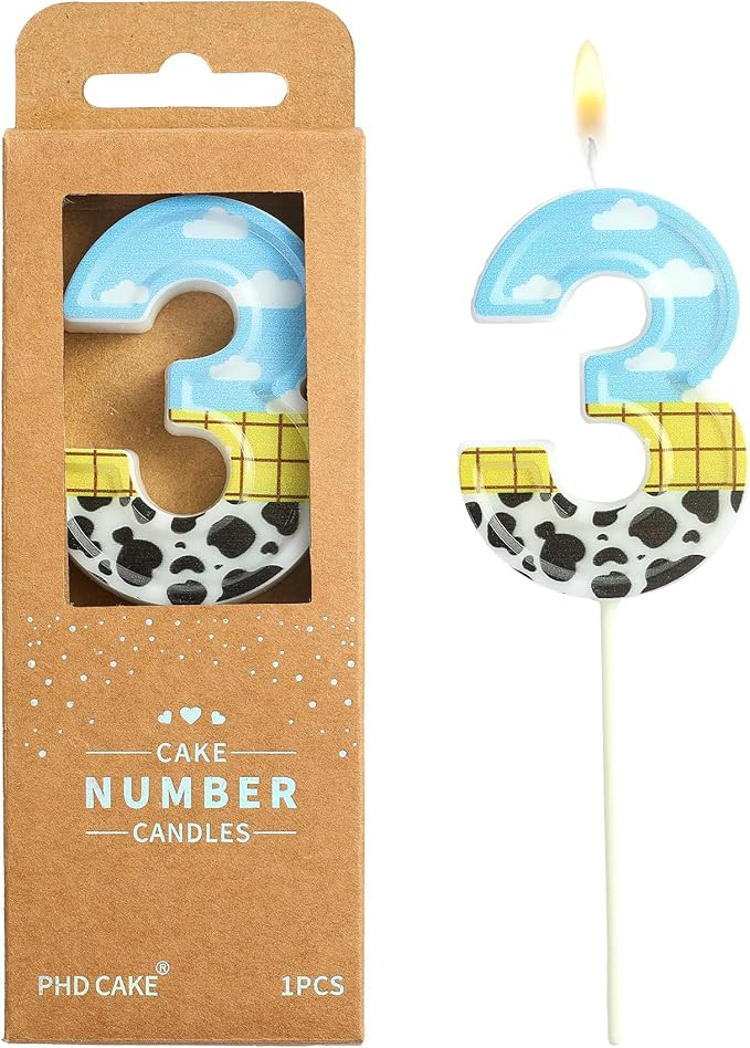 PHD CAKE 2.76 Inch Number 3 Toy Inspired Birthday Candles, Cartoon Story Number Candles, Cake Num... | Amazon (US)