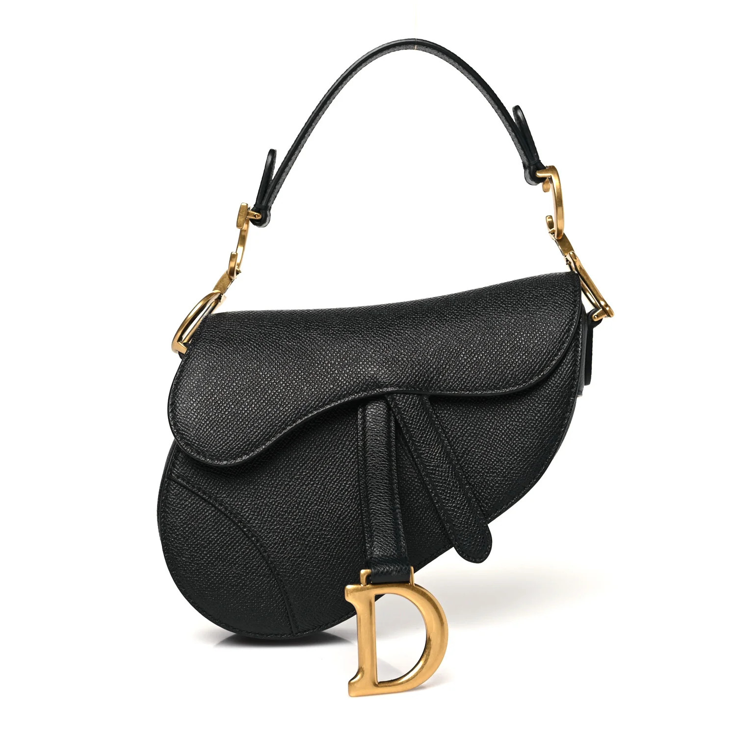 Grained Calfskin Mini Saddle Bag Black | FASHIONPHILE (US)