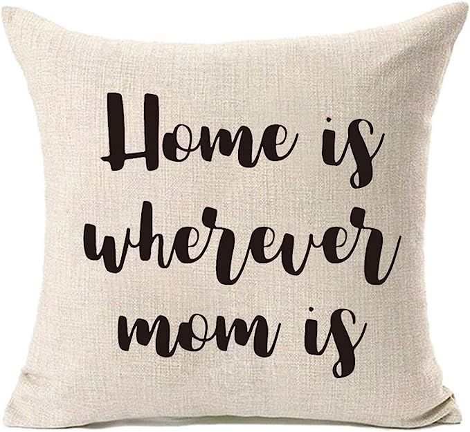 MFGNEH Home is Wherever Mom is Throw Pillow Covers,Pillow Case Cushion Cover 18x18,Mom Birthday G... | Amazon (US)