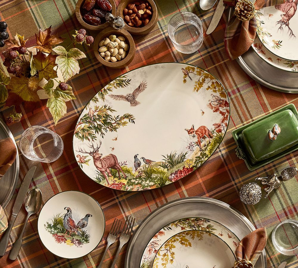 Fantastical Forest Stoneware Oval Serving Platter | Pottery Barn (US)