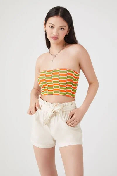 Tie-Waist Twill Paperbag Shorts | Forever 21 (US)