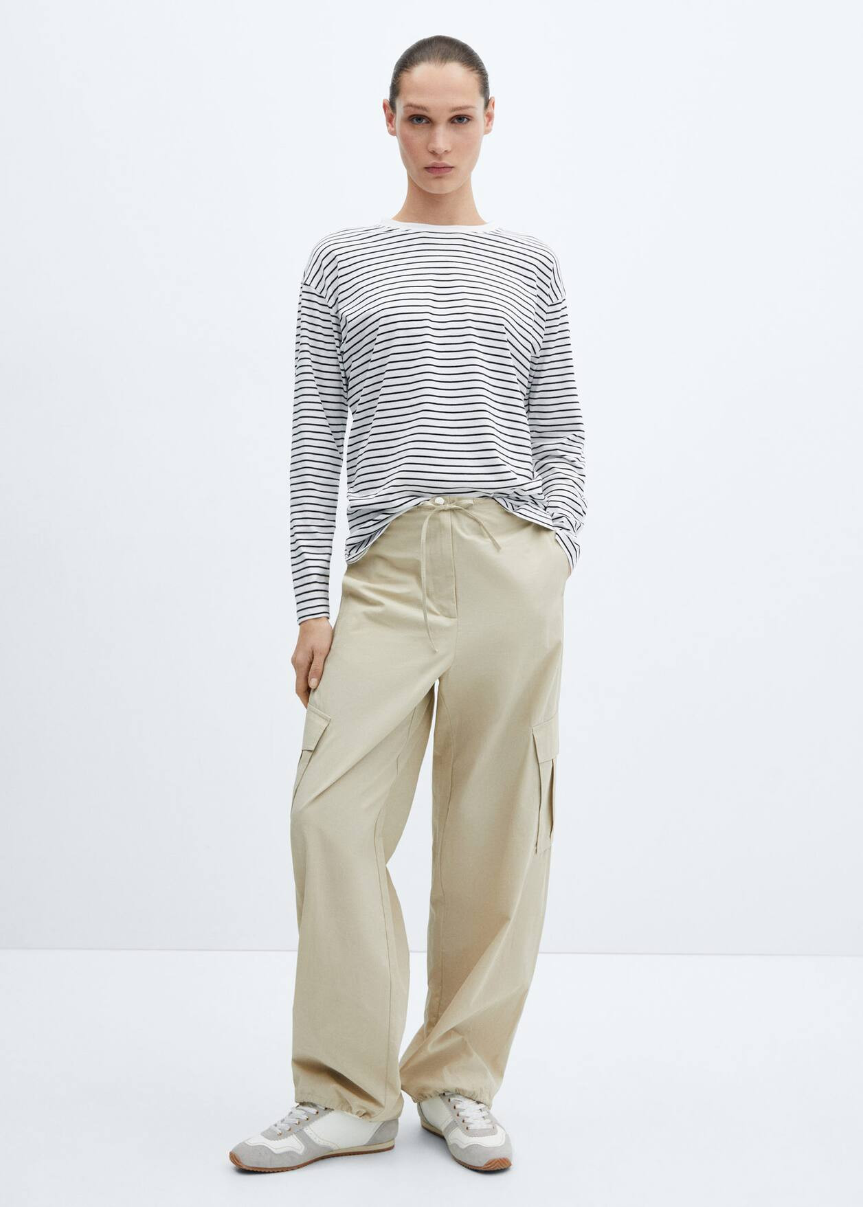 Striped cotton t-shirt -  Women | Mango USA | MANGO (US)