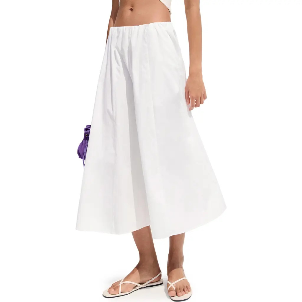 MANGO Flared Cotton Midi Skirt in White at Nordstrom, Size Large | Nordstrom