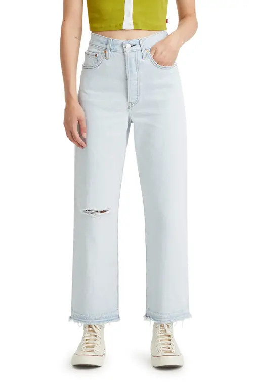 levi's Ribcage Ripped High Waist Ankle Straight Leg Jeans in Release Me at Nordstrom, Size 32 27 | Nordstrom