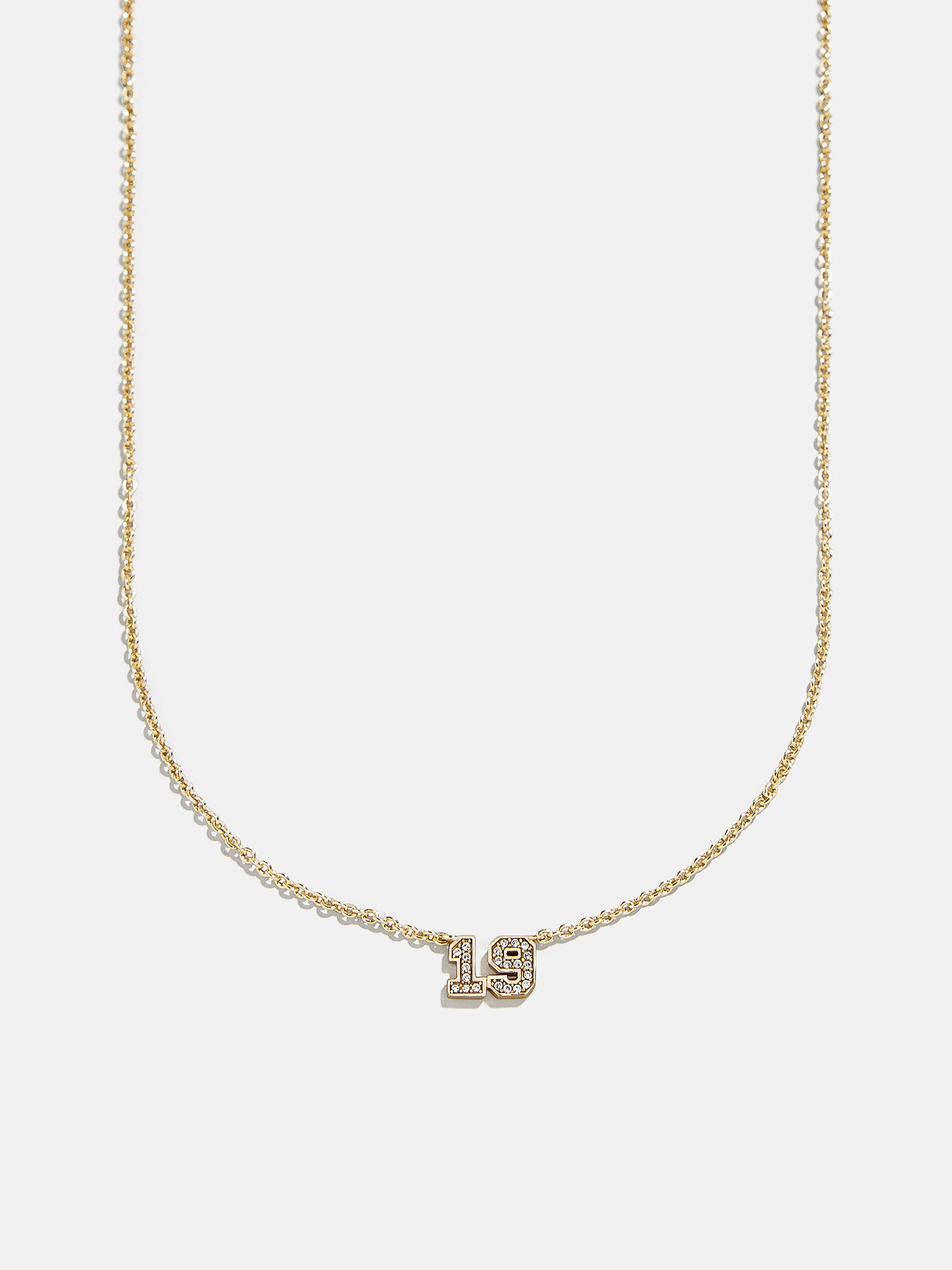 Varsity Gold/Pavé Number Custom Necklace - One Gold Station | BaubleBar