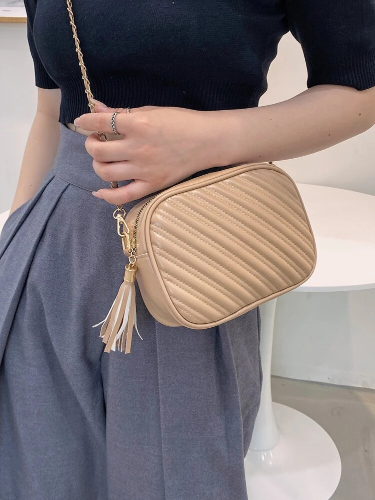 Tassel Charm Quilted Chain Bag | SHEIN