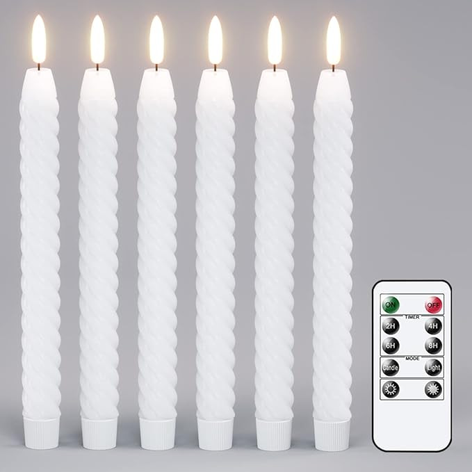 Flameless Taper Candles White Flickering with Remote Timer, Battery Operated Candlesticks 3D Wick... | Amazon (US)
