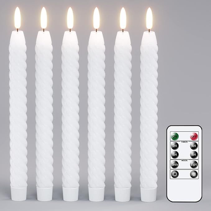 Lasumora Christmas Flameless Taper Candles Flickering with 10-Key Remote, Battery Operated 3D Wic... | Amazon (US)