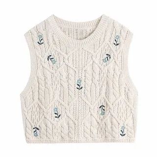 SugaYuja - Floral Embroidered Cropped Sweater Vest | YesStyle | YesStyle Global