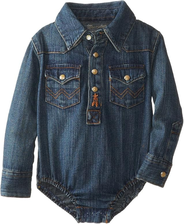 Baby-Boys Newborn Infant Long Sleeve Denim Bodysuit | Amazon (US)