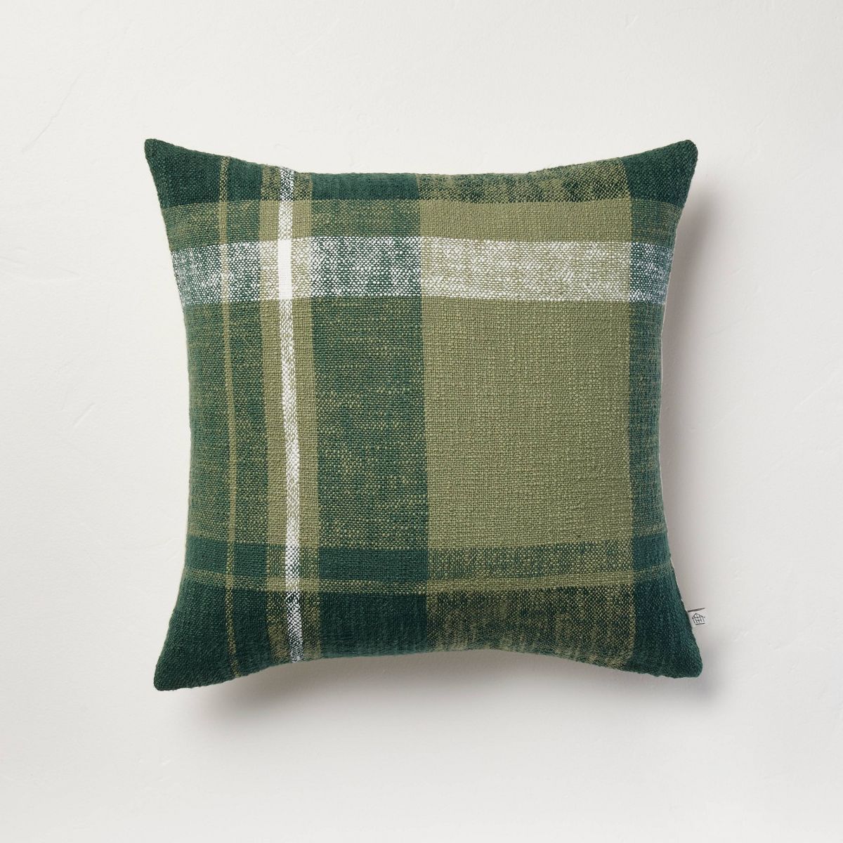 18"x18" Winter Plaid Square Throw Pillow Tonal Green - Hearth & Hand™ with Magnolia | Target