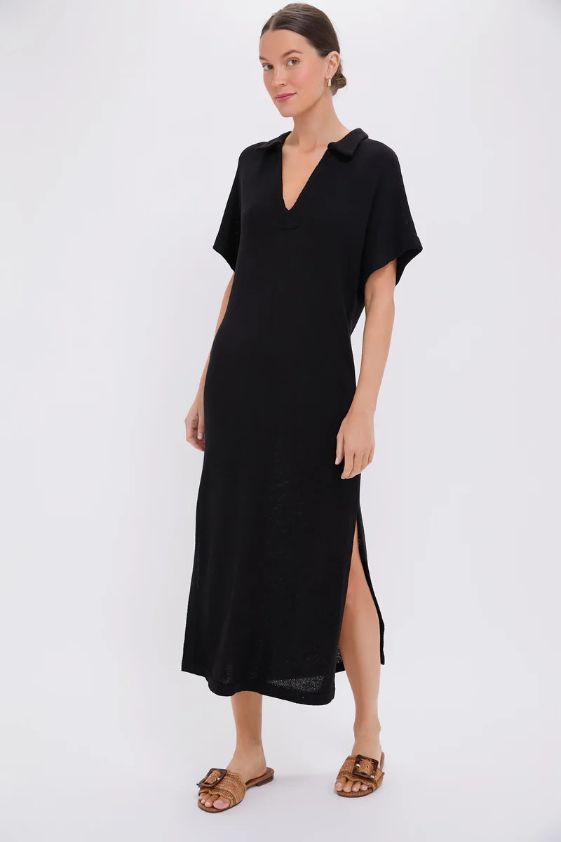 Black Knit Maren Polo Dress | Tuckernuck (US)