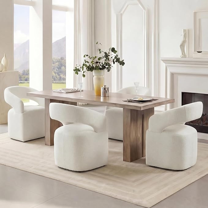 KISLOT Upholstered Dining Chairs Set of 4, Modern Arm Kitchen & Dining Room Chairs with Hidden Ca... | Amazon (US)