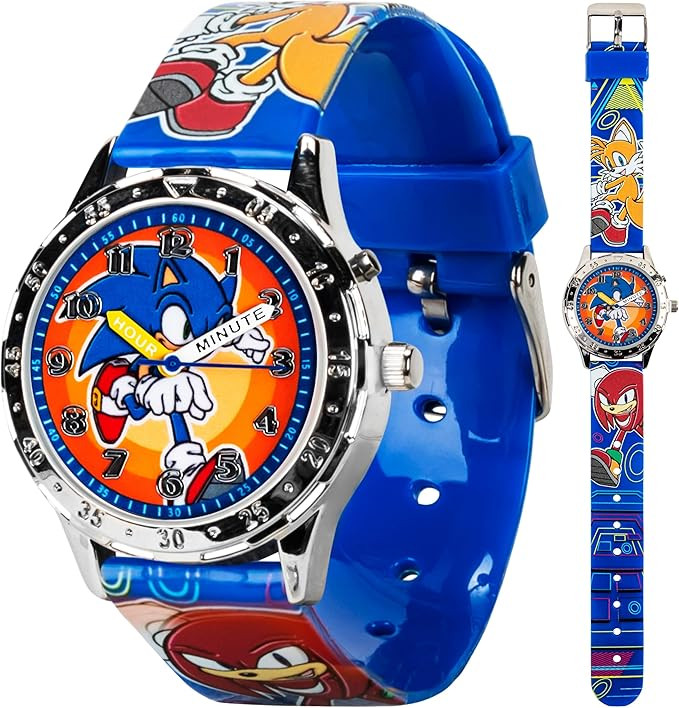 Sonic The Hedgehog Kids' Analog Watch - Colorful Dial with Sonic, Tails, and Knuckles, Durable Bl... | Amazon (US)