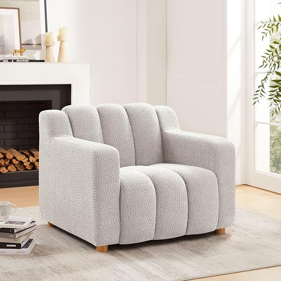 Oversized Accent Chair, Modern Living Room Chairs, Comfy Boucle Fabric Upholstered Armchair for B... | Amazon (US)