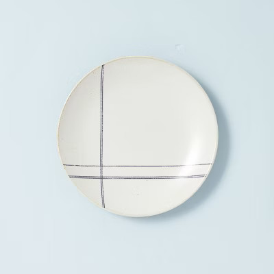 Engineered Stripe Stoneware Appetizer Plate Blue/Sour Cream - Hearth & Hand™ with Magnolia | Target