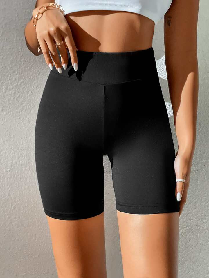 SHEIN PETITE High Waist Biker Shorts | SHEIN