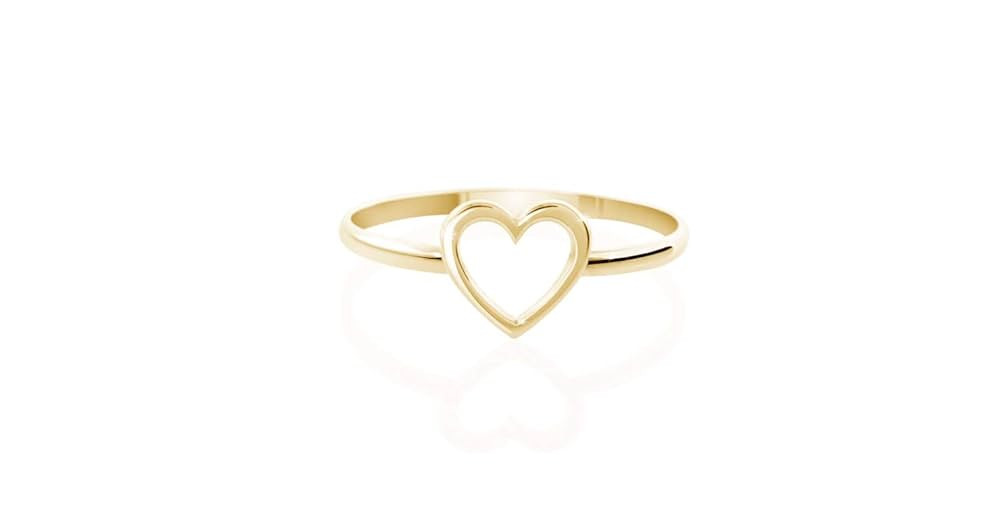 Dainty Gold Heart Frame Ring, 9K 14K 18K Gold Band, Yellow Gold Heart, Romantic Love Gift For Her... | Amazon (US)
