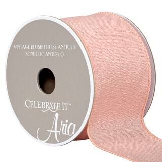 2.5" Linen Wired Sparkle Ribbon By Celebrate It™ Aria Vintage Blush | Michaels Stores