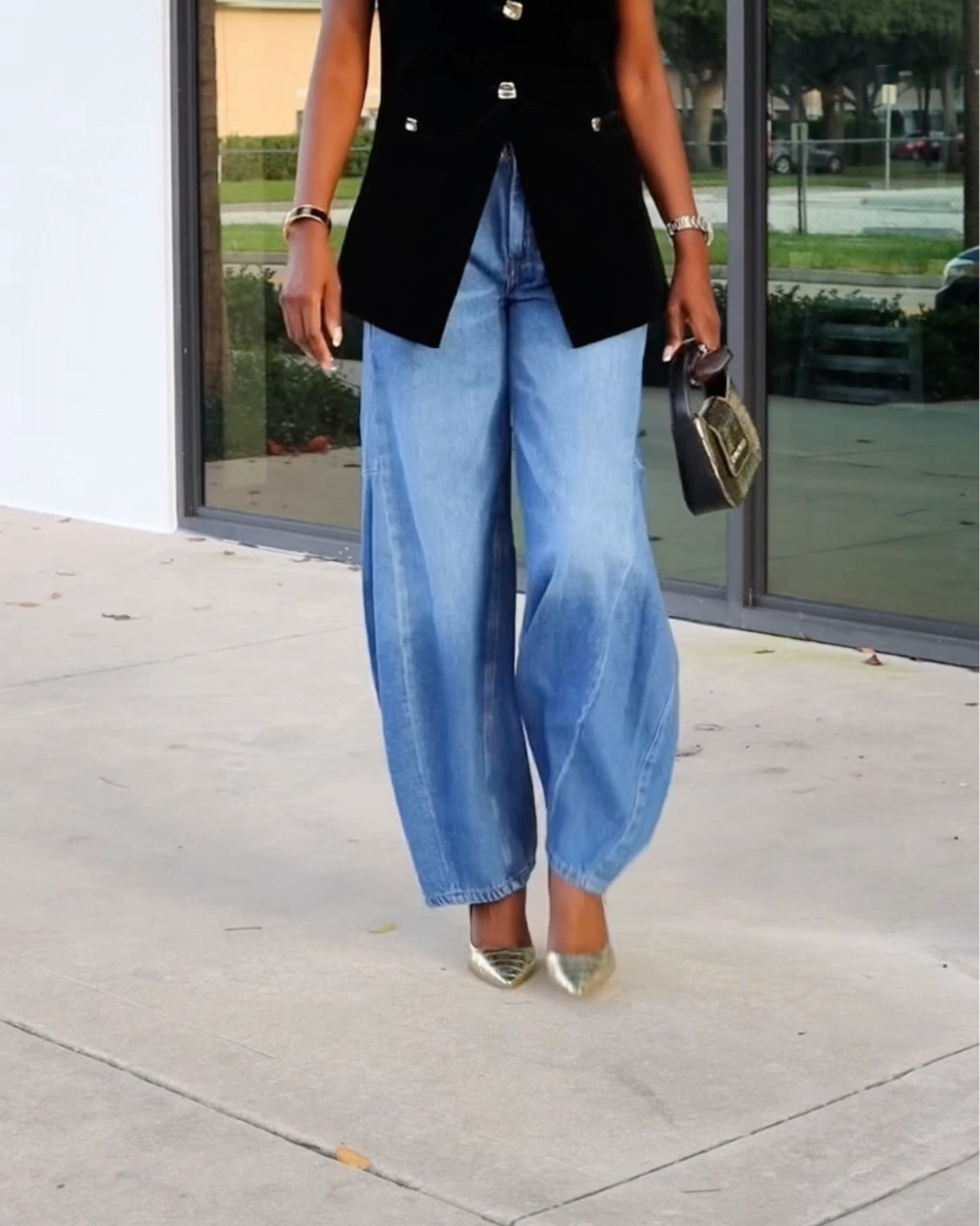 Long vests for fall. 
I admire the gold pleated functional buttons on this vest. The outer material is velvet and comes in other colors. Great material. True to size. I’m wearing a small. 
My barrel jeans are true to size. Wearing a 26. 
I linked similar looks to my shoes. 

Fall Outfit, NYFW, Jeans, 

#Ootd 

#LTKVideo #LTKNYFW #LTKStyleTip #LTKOver40 #LTKSeasonal