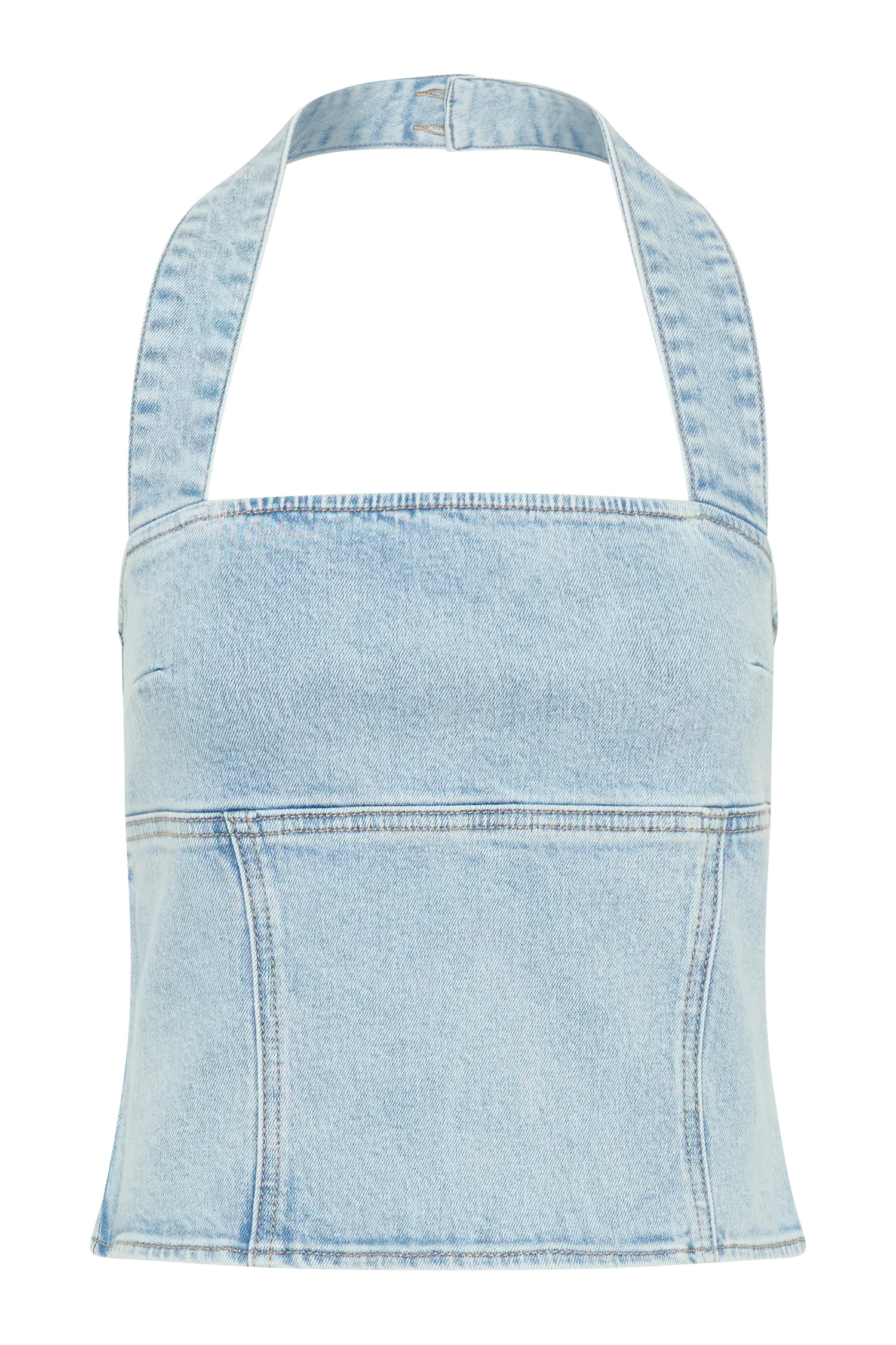 Dayna Denim Halter Top - Light Blue | MESHKI US
