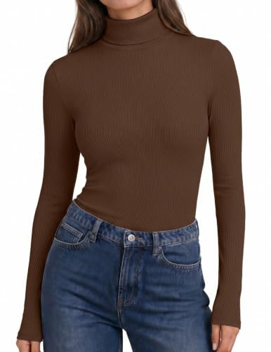 Ekouaer Womens Turtleneck Tops Winter Ribbed Long Sleeve Shirts | Amazon (US)