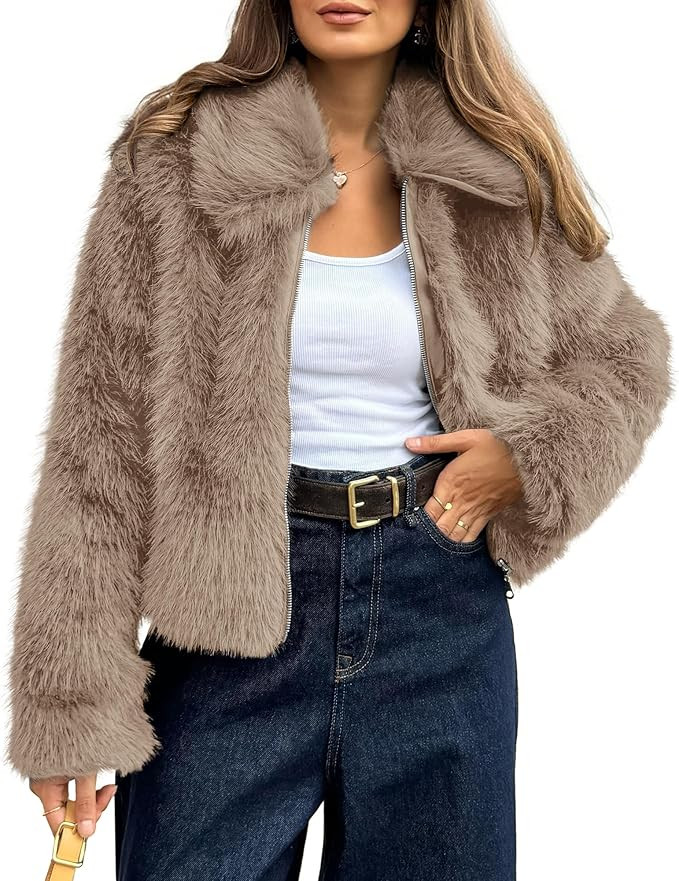 BTFBM Faux Fur Jacket Women Fluffy Winter Coats Zip Up Fuzzy Jackets Long Sleeve Furry Coat Shagg... | Amazon (US)
