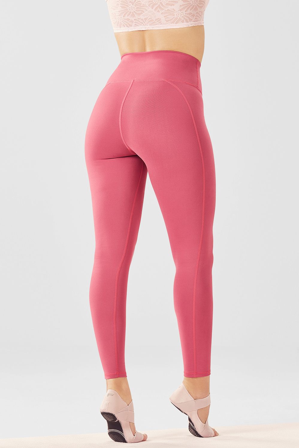 Fabletics Tight High-Waisted Solid Powerhold® 7/8 Womens Pink Size M | Fabletics