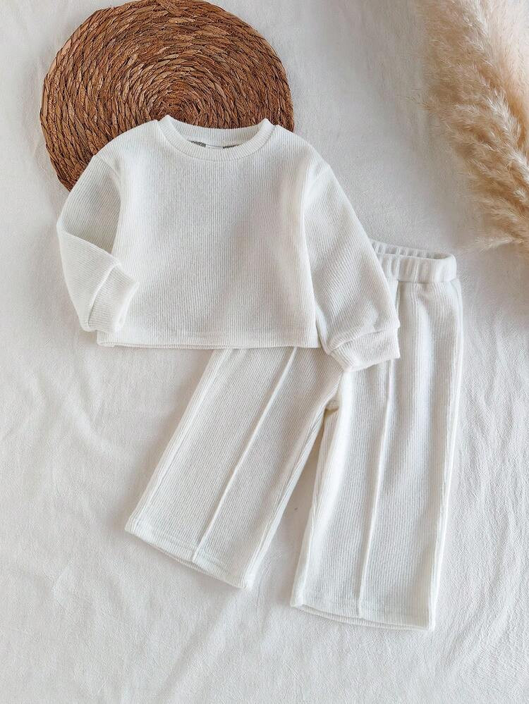 SHEIN Vintaside Kids 2pcs Baby Girls Casual Versatile Long Sleeve Top And Pants Set, Suitable For Spring, Autumn And Winter, Daily Wear Fall | SHEIN