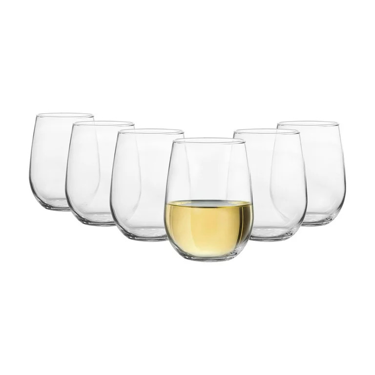 Mainstays Clear Stemless Wine Glass Set, 17 oz | Walmart (US)