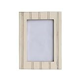 Resin Photo Frame with Pinstripe Design, Cream and Gold | Amazon (US)